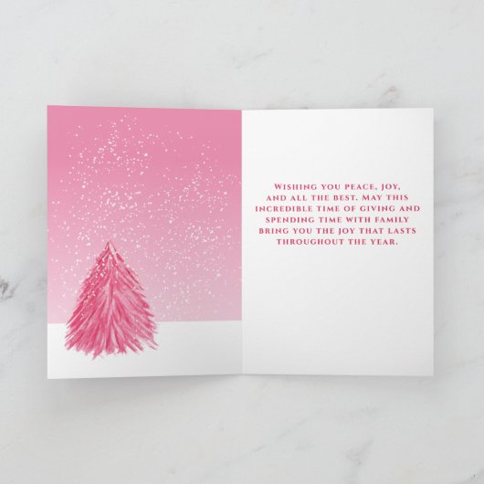 Vrolijke kerstbomen met rode Waterverf Feestdagen Kaart (Binnen)