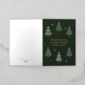 Vrolijke kerstbomen met sterren folie wenskaart (Buiten Laag)