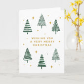 Vrolijke kerstbomen met sterren kaart (Gele Bloem)