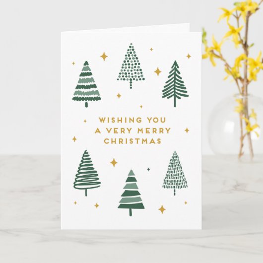 Vrolijke kerstbomen met sterren kaart (Gele Bloem)
