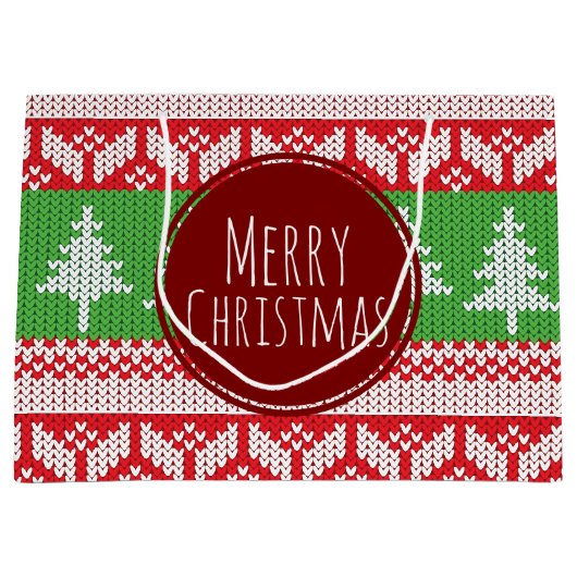 Vrolijke kerstbomen Nordic Pattern Large Cadeautasje (Voorkant)