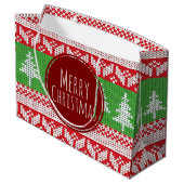 Vrolijke kerstbomen Nordic Pattern Large Cadeautasje (Achterkant Gekanteld)
