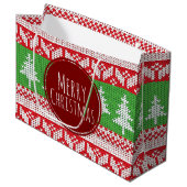 Vrolijke kerstbomen Nordic Pattern Large Cadeautasje (Voorkant Gekanteld)