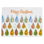 Vrolijke kerstbomen roest groot cadeauzakje (Voorkant)