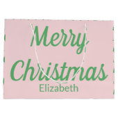 Vrolijke Kerstbomen Roze en Groene Tekst Naam Groot Cadeauzakje (Achterkant)
