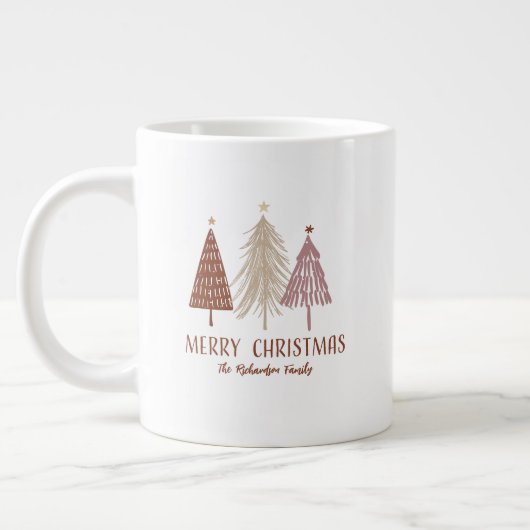 Vrolijke Kerstbomen Sneeuwvakantie Elegant Custom Grote Koffiekop (Links)