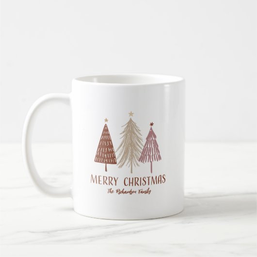 Vrolijke Kerstbomen Sneeuwvakantie Elegant Custom Koffiemok (Links)