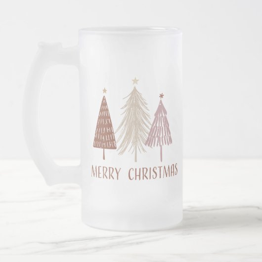 Vrolijke Kerstbomen Sneeuwvakantie Elegant Feestel Matglas Bierpul (Links)