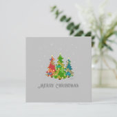 Vrolijke Kerstbomen Sneeuwvlokken Modern Grijs (Staand voorkant)