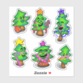 Vrolijke kerstbomen sticker (Vel)