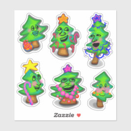 Vrolijke kerstbomen sticker