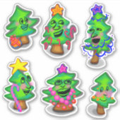 Vrolijke kerstbomen sticker (Voorkant)