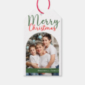 Vrolijke Kerstboog Foto Familie Modern Cadeaulabel (Voorkant)