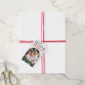 Vrolijke Kerstboog Foto Familie Modern Cadeaulabel (Met Touw)