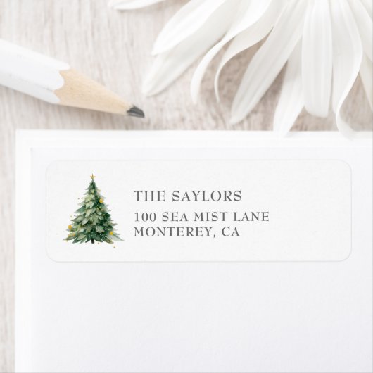 Vrolijke kerstboom Adresetiketten voor Feestdagen Etiket (Insitu)