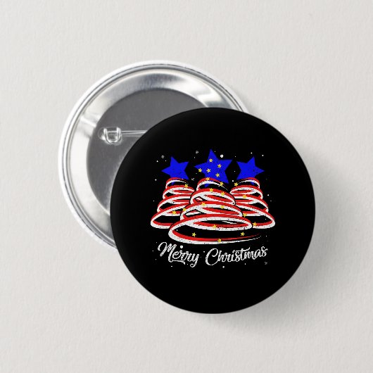 Vrolijke Kerstboom Amerikaanse vlag Grappige Ameri Ronde Button 5,7 Cm (Voorkant /achterkant)