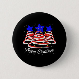 Vrolijke Kerstboom Amerikaanse vlag Grappige Ameri Ronde Button 5,7 Cm