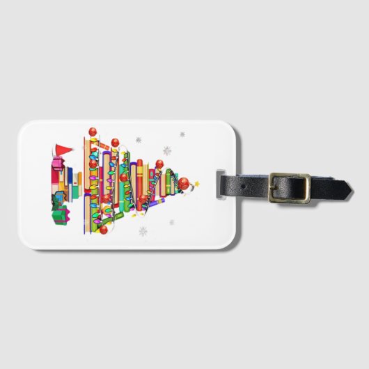 Vrolijke kerstboom bagagelabel (Voorkant (horizontaal))