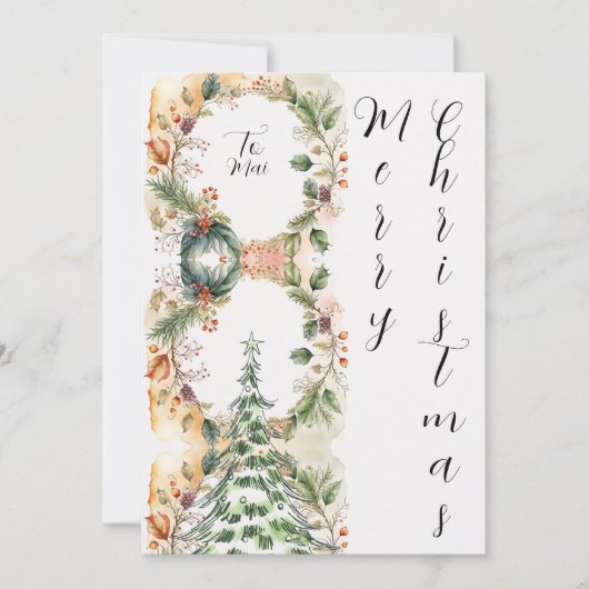 Vrolijke Kerstboom Bloemen Vakantie Groet Kaart (Voorkant)