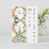 Vrolijke Kerstboom Bloemen Vakantie Groet Kaart (Staand voorkant)