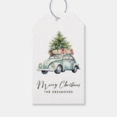Vrolijke kerstboom Classic Car Holiday Cadeaulabel (Voorkant)