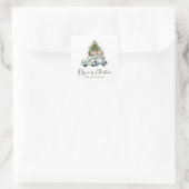 Vrolijke kerstboom Classic Car Holiday Vierkante Sticker (Tas)