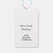 Vrolijke kerstboom dennenappel kegels Holly Mistle Cadeaulabel (Achterkant)