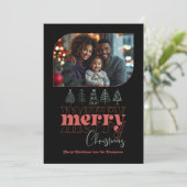 Vrolijke kerstboom Doodle Moderne vakantiefoto Feestdagenkaart (Staand voorkant)