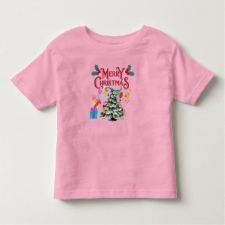 Vrolijke kerstboom en cadeau kinder shirts