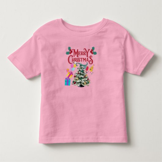 Vrolijke kerstboom en cadeau kinder shirts (Voorkant)
