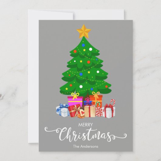 Vrolijke Kerstboom en Cadeaus Kerstmis Kaart (Voorkant)