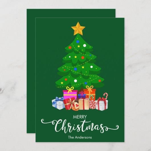 Vrolijke Kerstboom en Cadeaus Kerstmis Kaart (Voorkant / Achterkant)