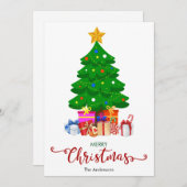 Vrolijke Kerstboom en Cadeaus Kerstmis Kaart (Voorkant / Achterkant)