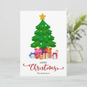 Vrolijke Kerstboom en Cadeaus Kerstmis Kaart (Staand voorkant)