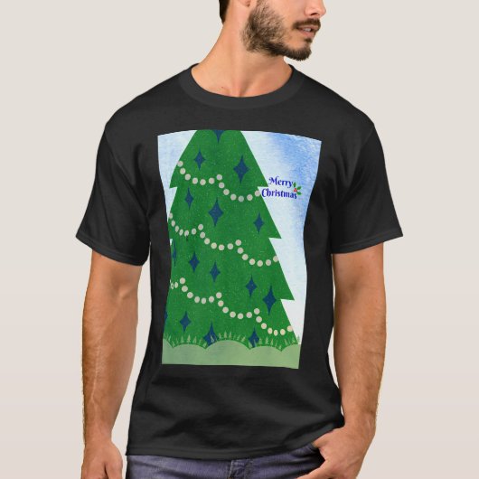 Vrolijke kerstboom en hulst met bessen en zon t-shirt (Voorkant)
