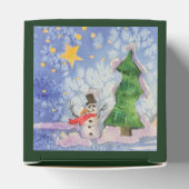 Vrolijke kerstboom en ijzige sneeuwman Waterverf Bedankdoosjes (Bovenkant)