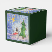 Vrolijke kerstboom en ijzige sneeuwman Waterverf Bedankdoosjes (Achterkant)