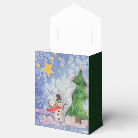 Vrolijke kerstboom en ijzige sneeuwman Waterverf Bedankdoosjes (Geopend)