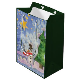 Vrolijke kerstboom en ijzige sneeuwman Waterverf Medium Cadeauzakje