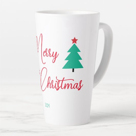 Vrolijke kerstboom en kalligrafie latte mok (Rechterhoek)