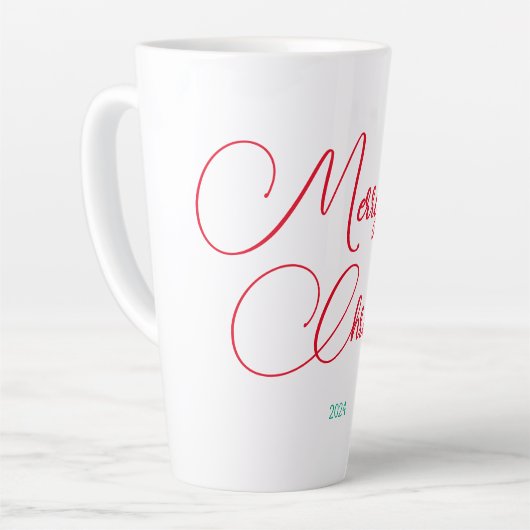 Vrolijke kerstboom en kalligrafie latte mok (Linkerhoek)