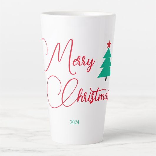 Vrolijke kerstboom en kalligrafie latte mok (Voorkant)
