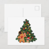 Vrolijke kerstboom en Ornamenten Feestdagenkaart (Voorkant / Achterkant)