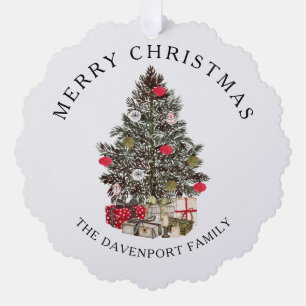 Vrolijke kerstboom & familie foto Ornament Kaart