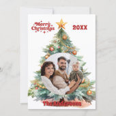 Vrolijke kerstboom fotokaart feestdagenkaart (Voorkant)