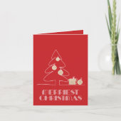 Vrolijke kerstboom gevouwen rode foto vakantie kaart (Voorkant)