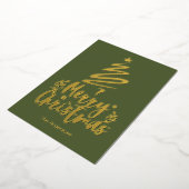 Vrolijke Kerstboom Gouden Folie Kerstmis Kaart (Gedraaid)