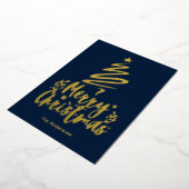 Vrolijke Kerstboom Gouden Folie Kerstmis Kaart (Gedraaid)