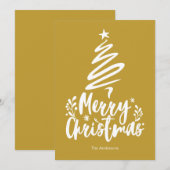 Vrolijke Kerstboom Gouden Kerstmis Kaart (Voorkant / Achterkant)