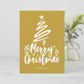 Vrolijke Kerstboom Gouden Kerstmis Kaart (Staand voorkant)